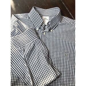 Lacoste Mens‎ Button Down Shirt Long Sleeve Gingham Checkered